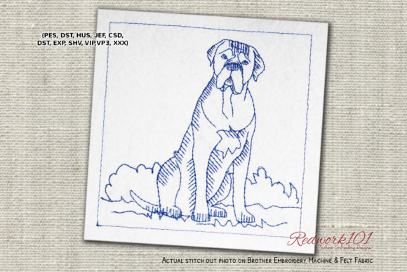 Cane Corso Dog Sitting Redwork Embroidery Review