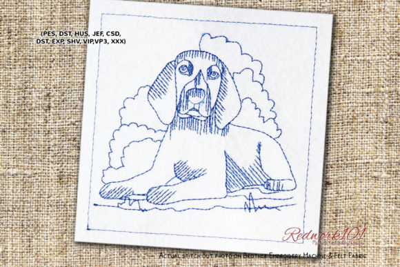 Reviewing the Beagle Dog Sitting on Grass Redwork Embroidery Design